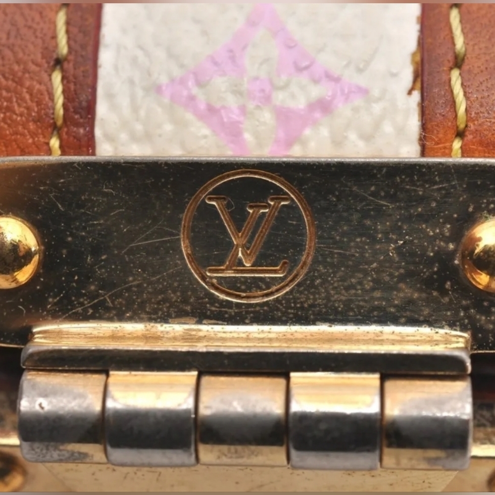 Auth Louis Vuitton Multicolor Monogram White Leather BRACELET LV 7" - Picture 9 of 16